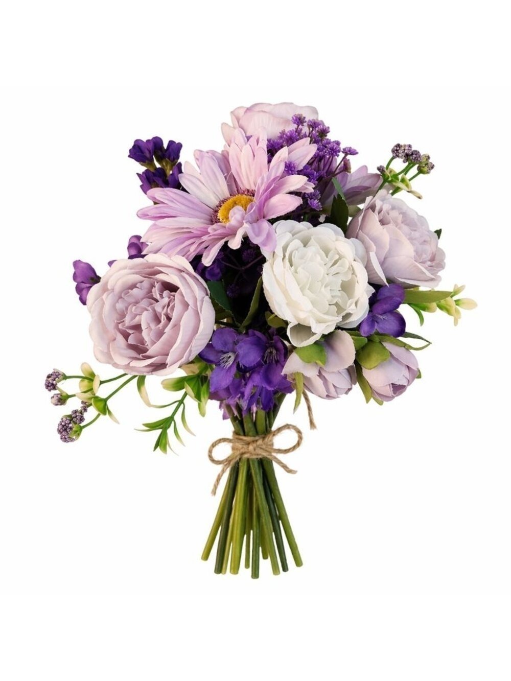Lavender Purple Artificial Bouquet Real Touch Roses Gerbera Daisy Wedding Bouque - Picture 10 of 10